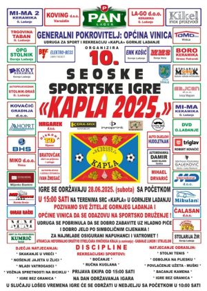 Najava za 10. seoske igre „Kapla 2025“.